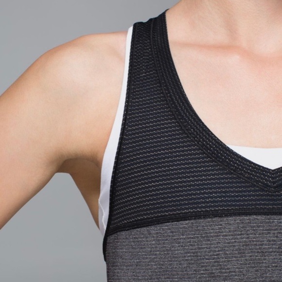 Lululemon Pedal To The Medal Singlet Tank Top, Black / Heathered‎ Black (Sz 4) - Picture 4 of 11